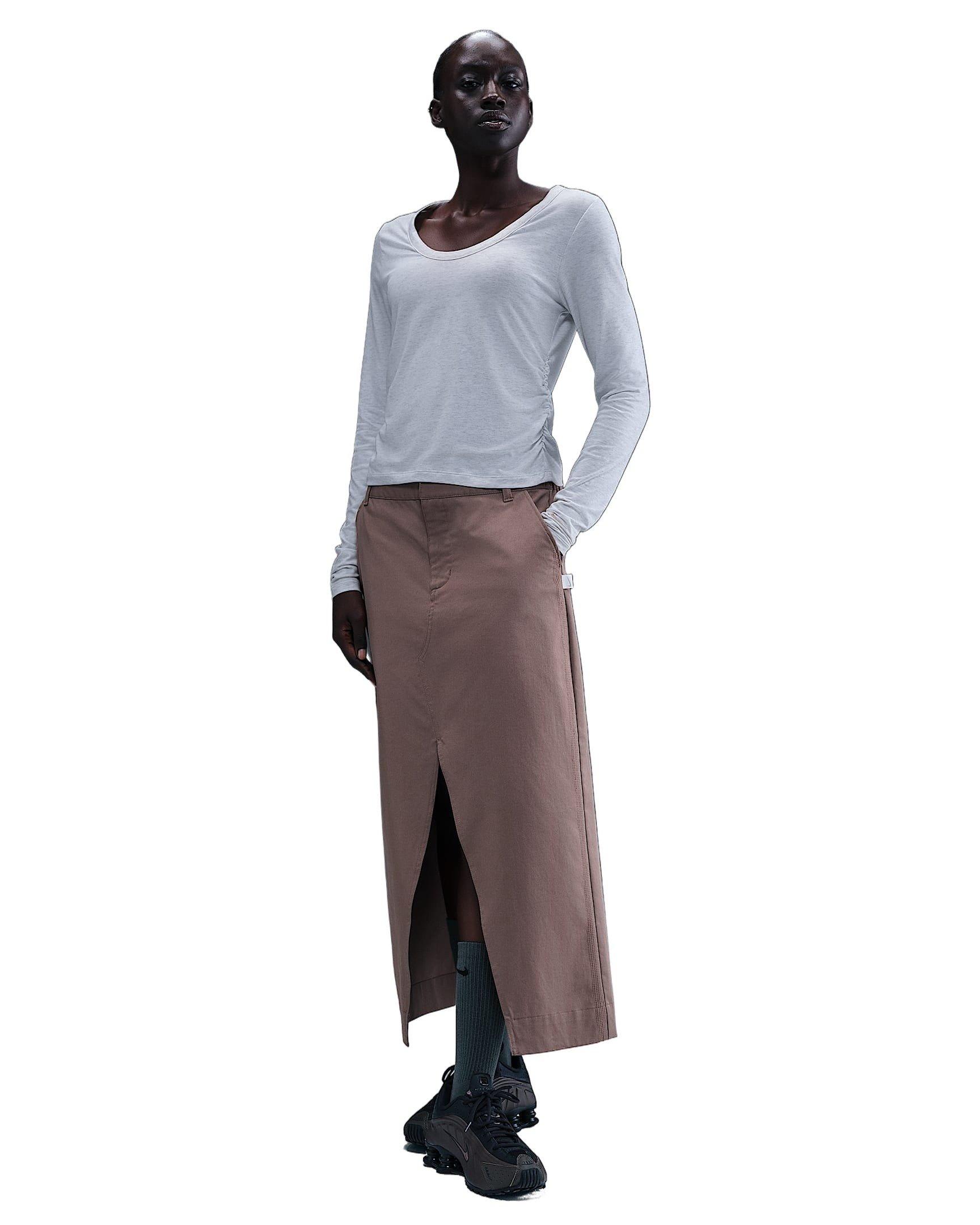 Nike Women's Sportswear Chill Knit Long-Sleeve Top -Birch Brown - BIRCH BROWN Thumbnail View 1