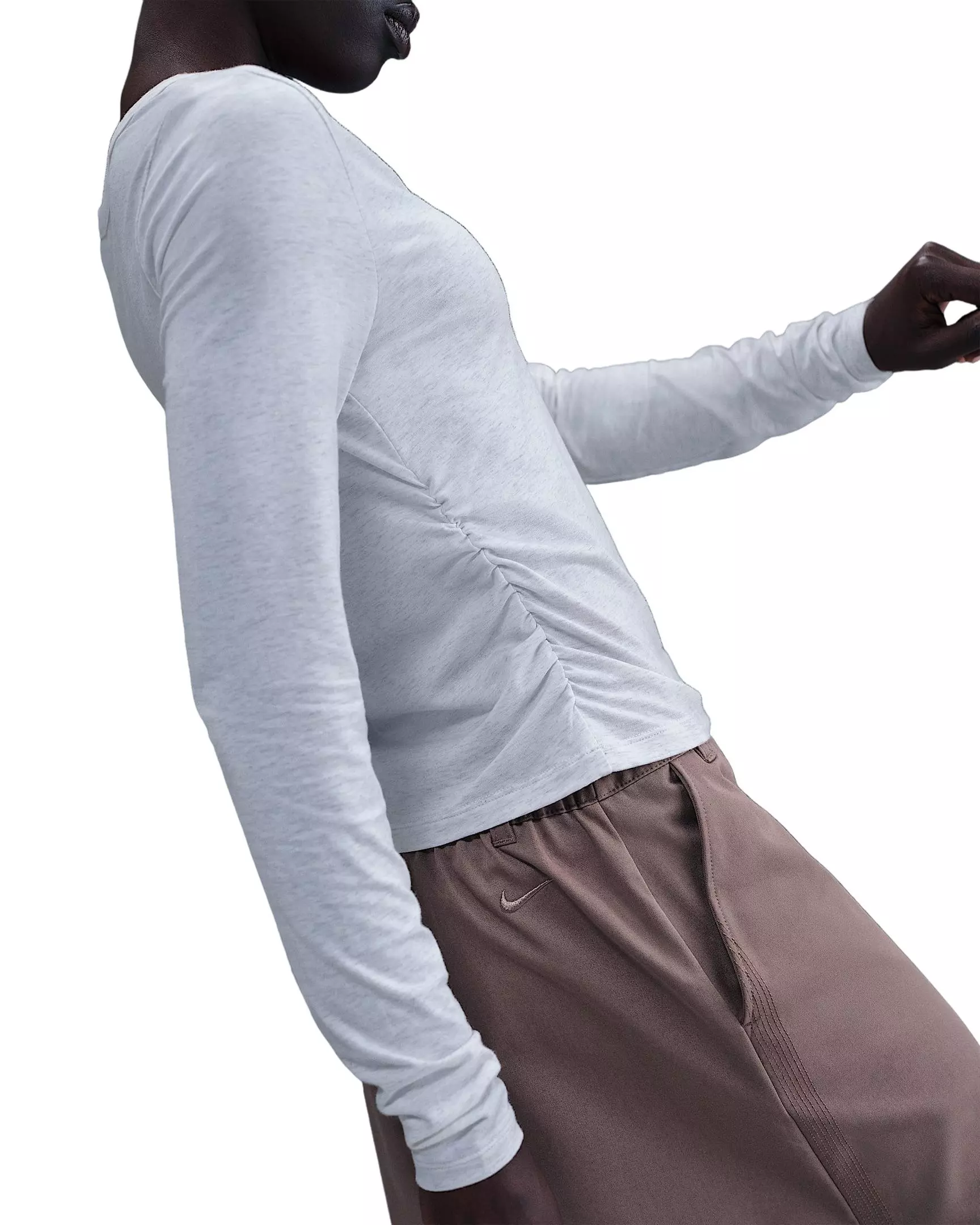 Nike Women's Sportswear Chill Knit Long-Sleeve Top -Birch Brown - BIRCH BROWN