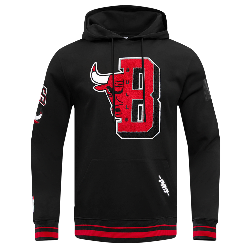 Pro Standard Men's NBA Chicago Bulls Mashup Rib PO Hoodie -Black/Red - BLACK/RED Thumbnail View 1