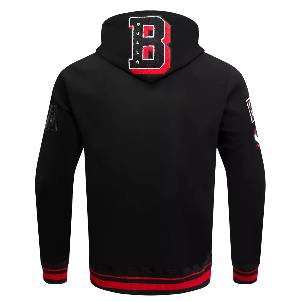 Pro Standard Men's NBA Chicago Bulls Mashup Rib PO Hoodie - Black/Red - BLACK/RED