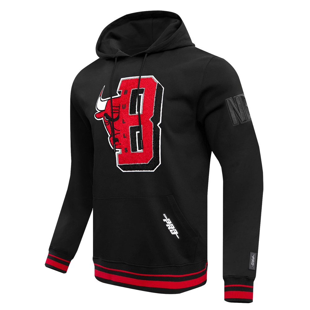 Pro Standard Men's NBA Chicago Bulls Mashup Rib PO Hoodie -Black/Red - BLACK/RED Thumbnail View 3