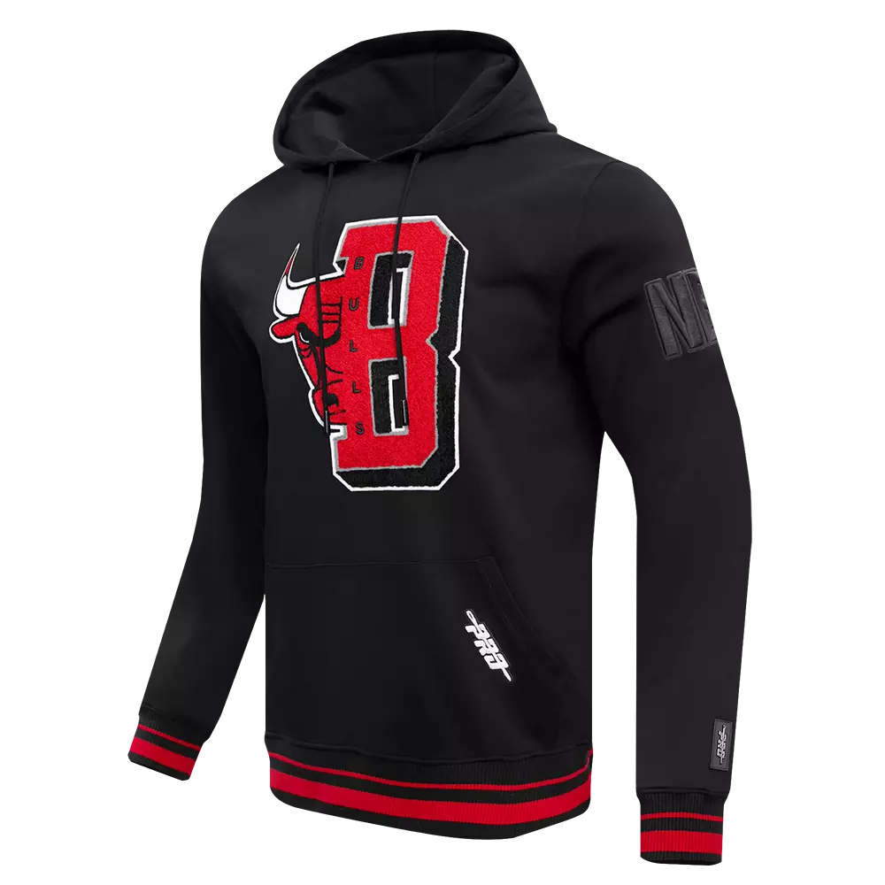 Pro Standard Men's NBA Chicago Bulls Mashup Rib PO Hoodie -Black/Red - BLACK/RED