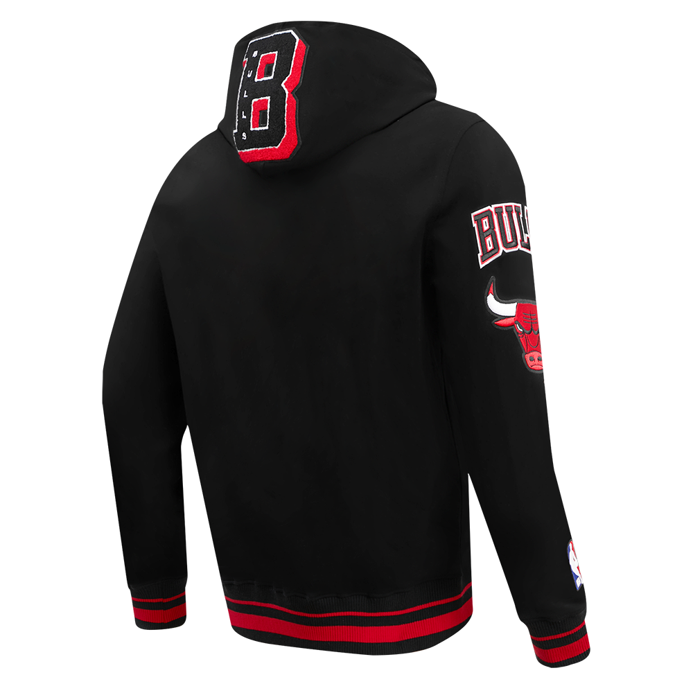 Pro Standard Men's NBA Chicago Bulls Mashup Rib PO Hoodie - Black/Red - BLACK/RED Thumbnail View 4