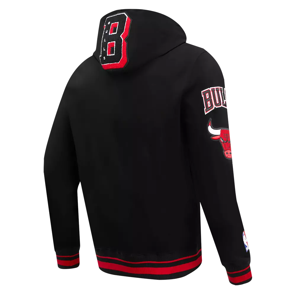 Pro Standard Men's NBA Chicago Bulls Mashup Rib PO Hoodie - Black/Red - BLACK/RED
