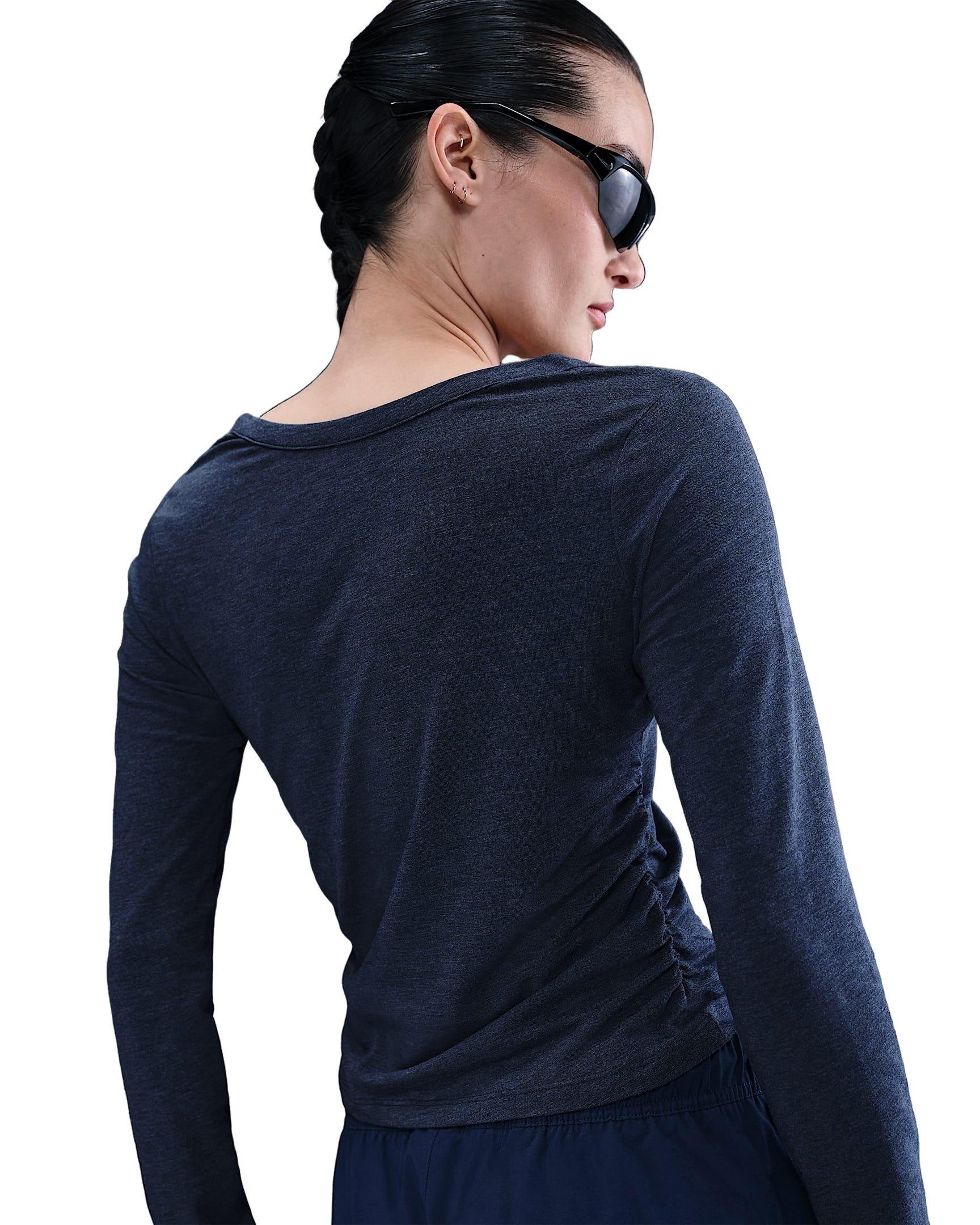 Nike Women's Sportswear Chill Knit Long-Sleeve Top - Navy - NAVY Thumbnail View 2