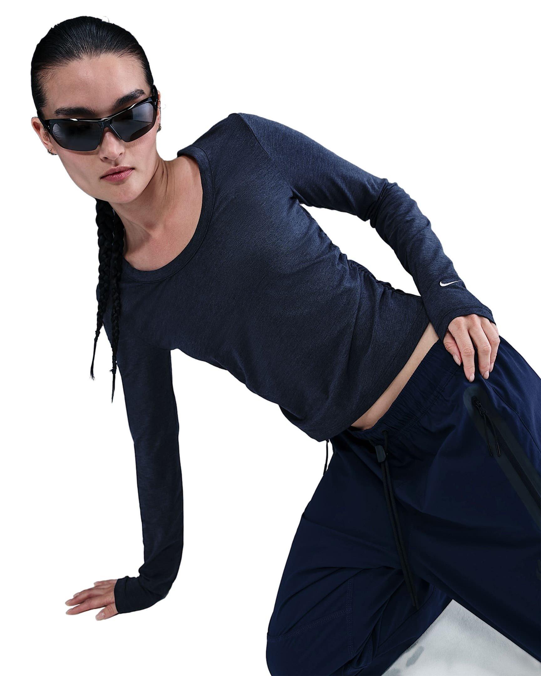 Nike Women's Sportswear Chill Knit Long-Sleeve Top - Navy - NAVY Thumbnail View 3