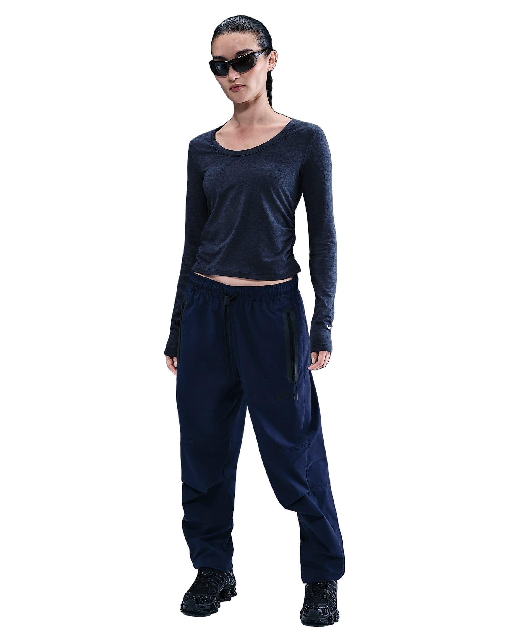 Nike Women's Sportswear Chill Knit Long-Sleeve Top - Navy - NAVY Thumbnail View 4