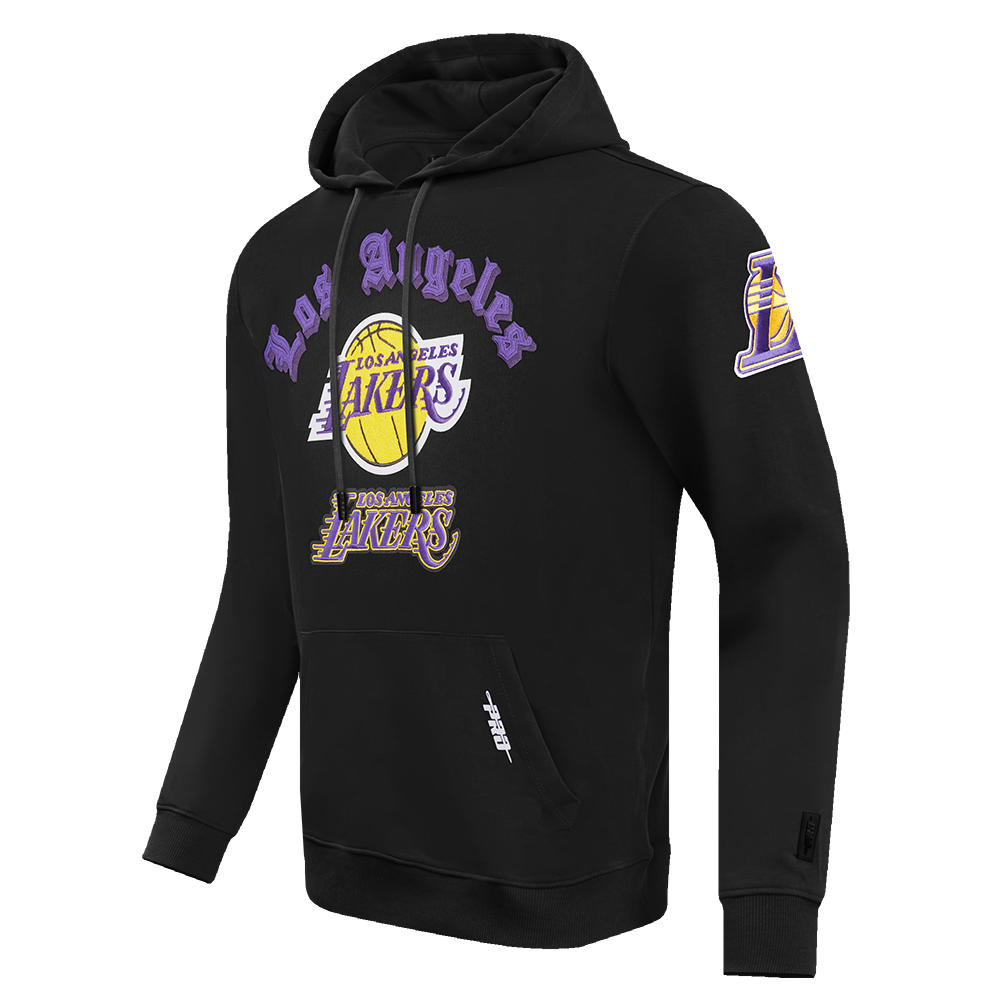 Pro Standard Men's NBA Los Angeles Lakers Old English PO Hoodie - Black - BLACK Thumbnail View 3