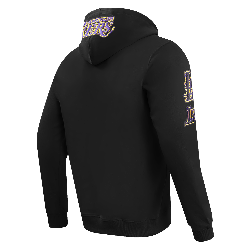 Pro Standard Men's NBA Los Angeles Lakers Old English PO Hoodie - Black - BLACK Thumbnail View 4