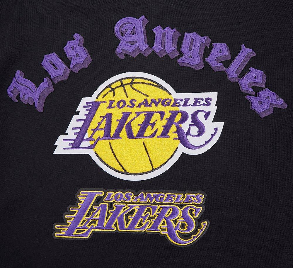 Pro Standard Men's NBA Los Angeles Lakers Old English PO Hoodie - Black - BLACK Thumbnail View 5