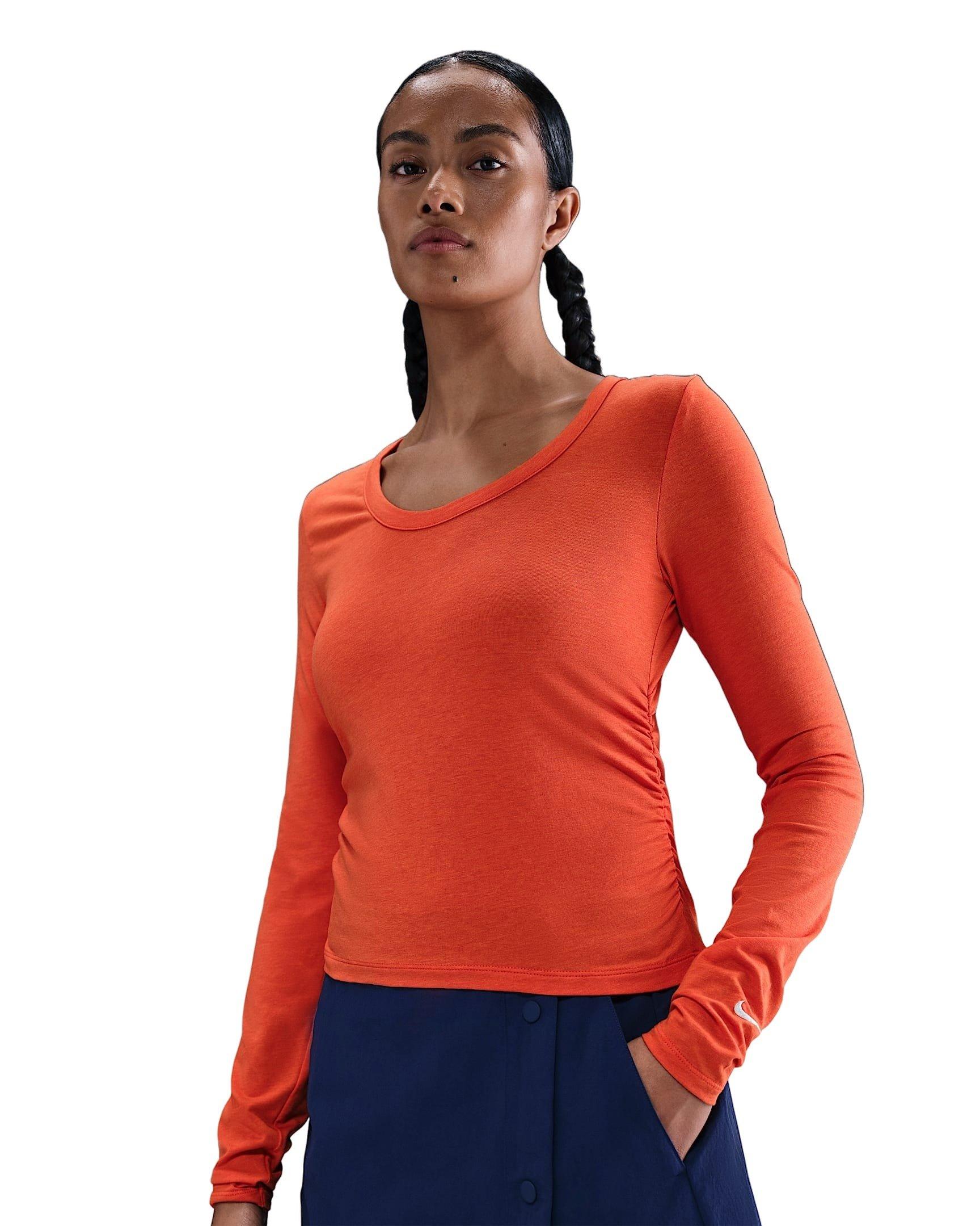 Nike Women's Sportswear Chill Knit Long-Sleeve Top -Red - RED Thumbnail View 1