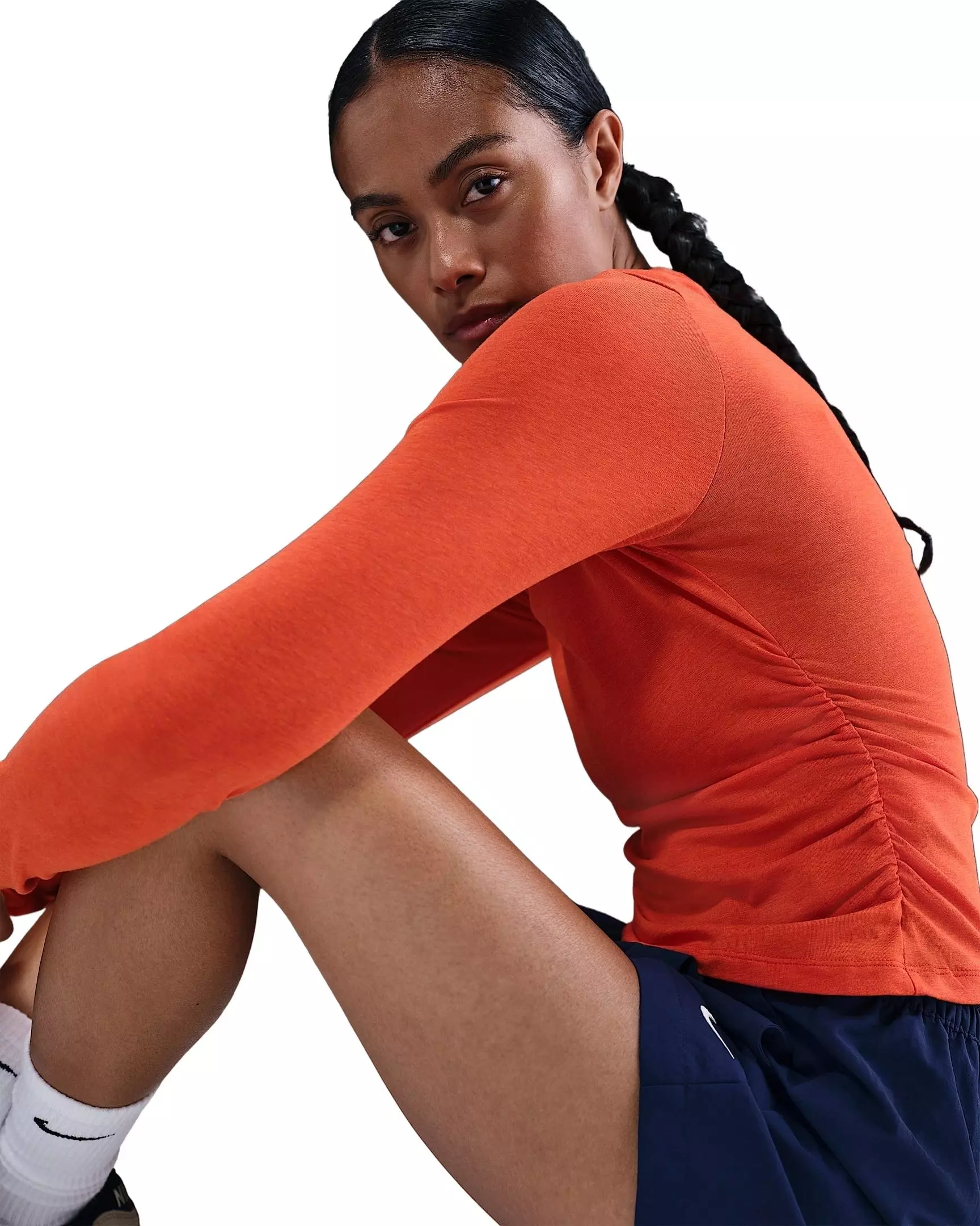 Nike Women's Sportswear Chill Knit Long-Sleeve Top -Red - RED