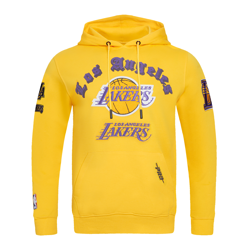 Pro Standard Men's NBA Los Angeles Lakers Old English PO Hoodie -Yellow - YELLOW Thumbnail View 1