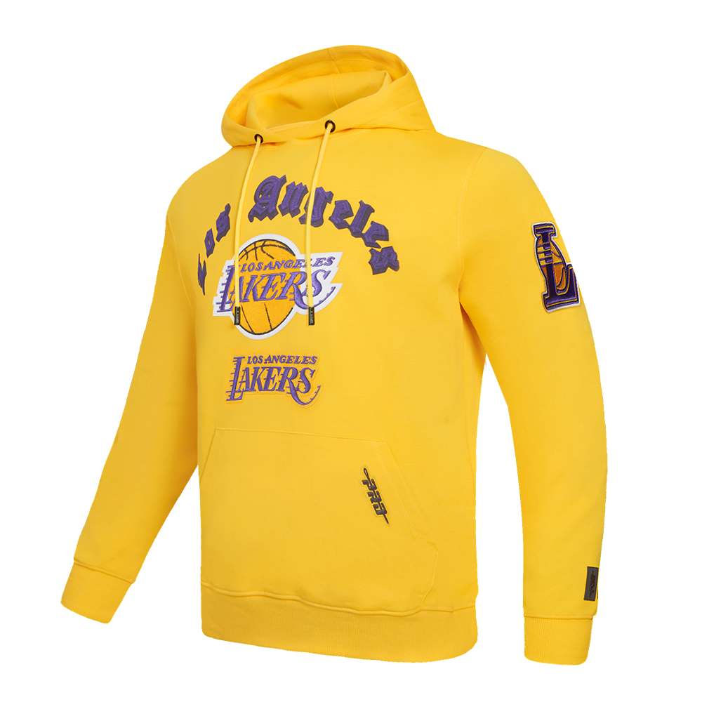 Pro Standard Men's NBA Los Angeles Lakers Old English PO Hoodie -Yellow - YELLOW Thumbnail View 3