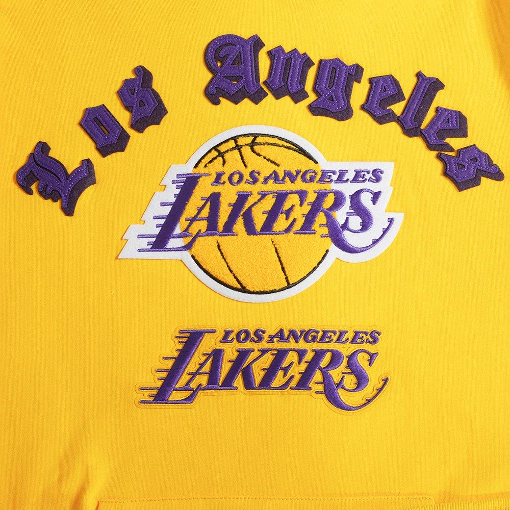 Pro Standard Men's NBA Los Angeles Lakers Old English PO Hoodie - Yellow - YELLOW Thumbnail View 5