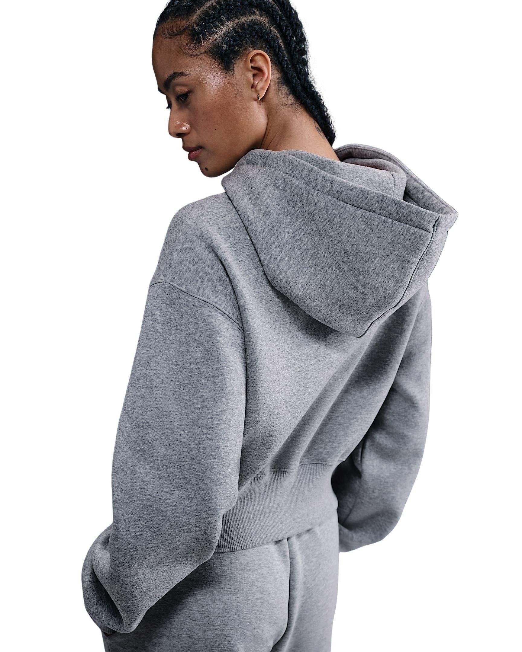 Nike Women's Sportswear Phoenix Fleece Loose Full-Zip Cropped Jacket -Grey - GREY Thumbnail View 2
