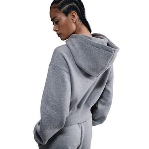 Nike Women's Sportswear Phoenix Fleece Loose Full-Zip Cropped Jacket -Grey