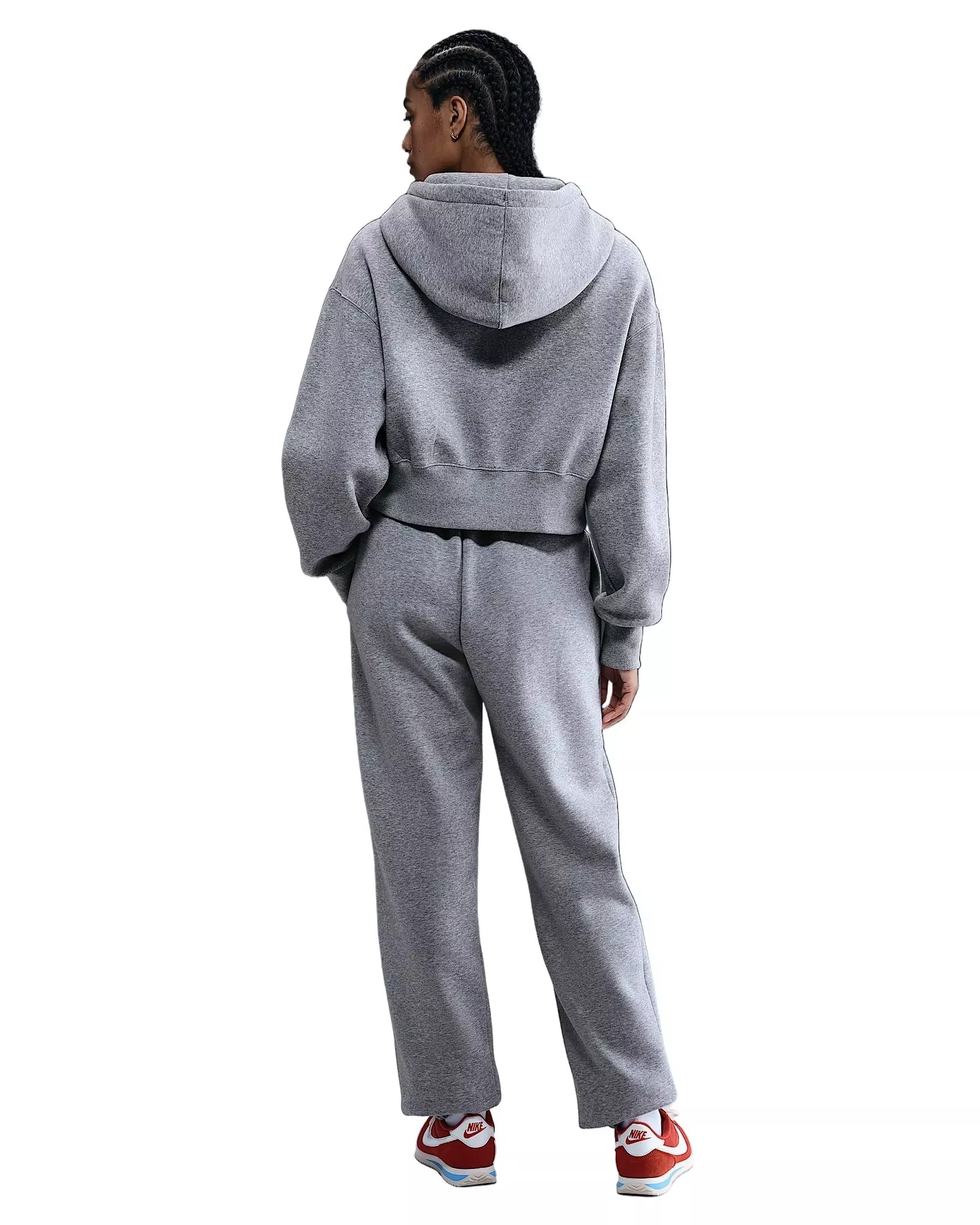 Nike Women's Sportswear Phoenix Fleece Loose Full-Zip Cropped Jacket -Grey - GREY