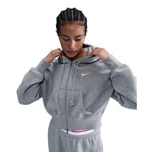 Nike Women's Sportswear Phoenix Fleece Loose Full-Zip Cropped Jacket -Grey