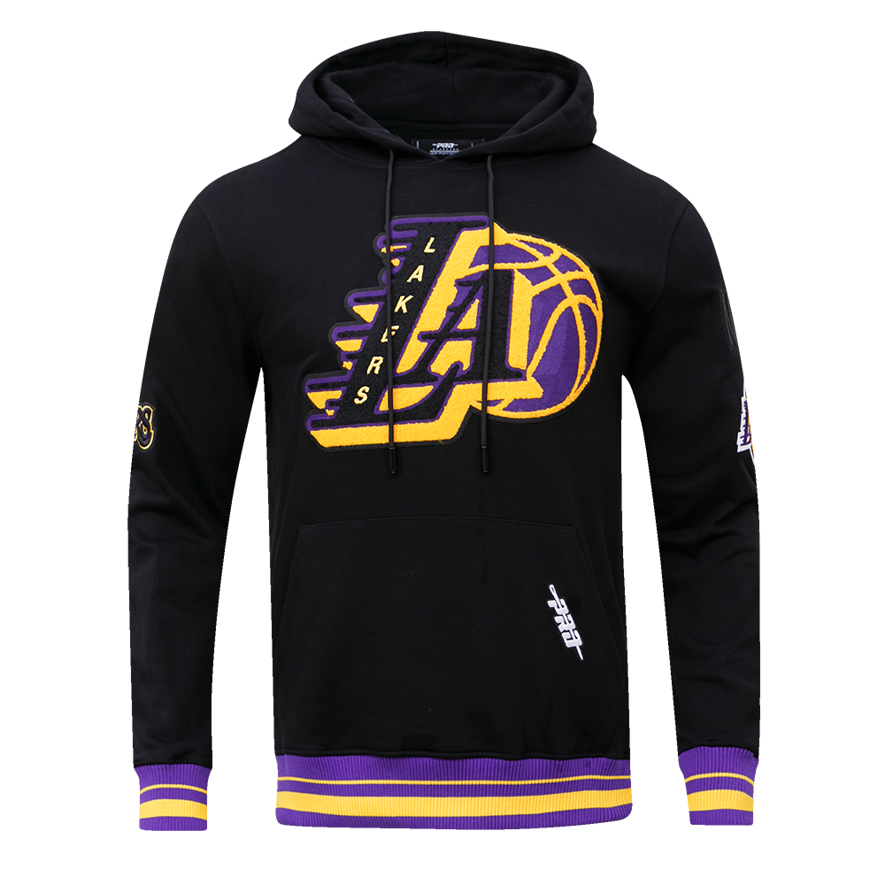 Pro Standard Men's NBA Los Angeles Lakers Mashup Rib Pullover Hoodie - Black/Purple - BLACK/PURPLE Thumbnail View 1