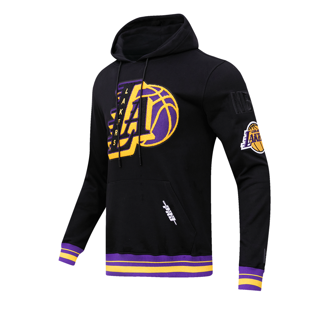 Pro Standard Men's NBA Los Angeles Lakers Mashup Rib PO Hoodie -Black/Purple - BLACK/PURPLE Thumbnail View 3