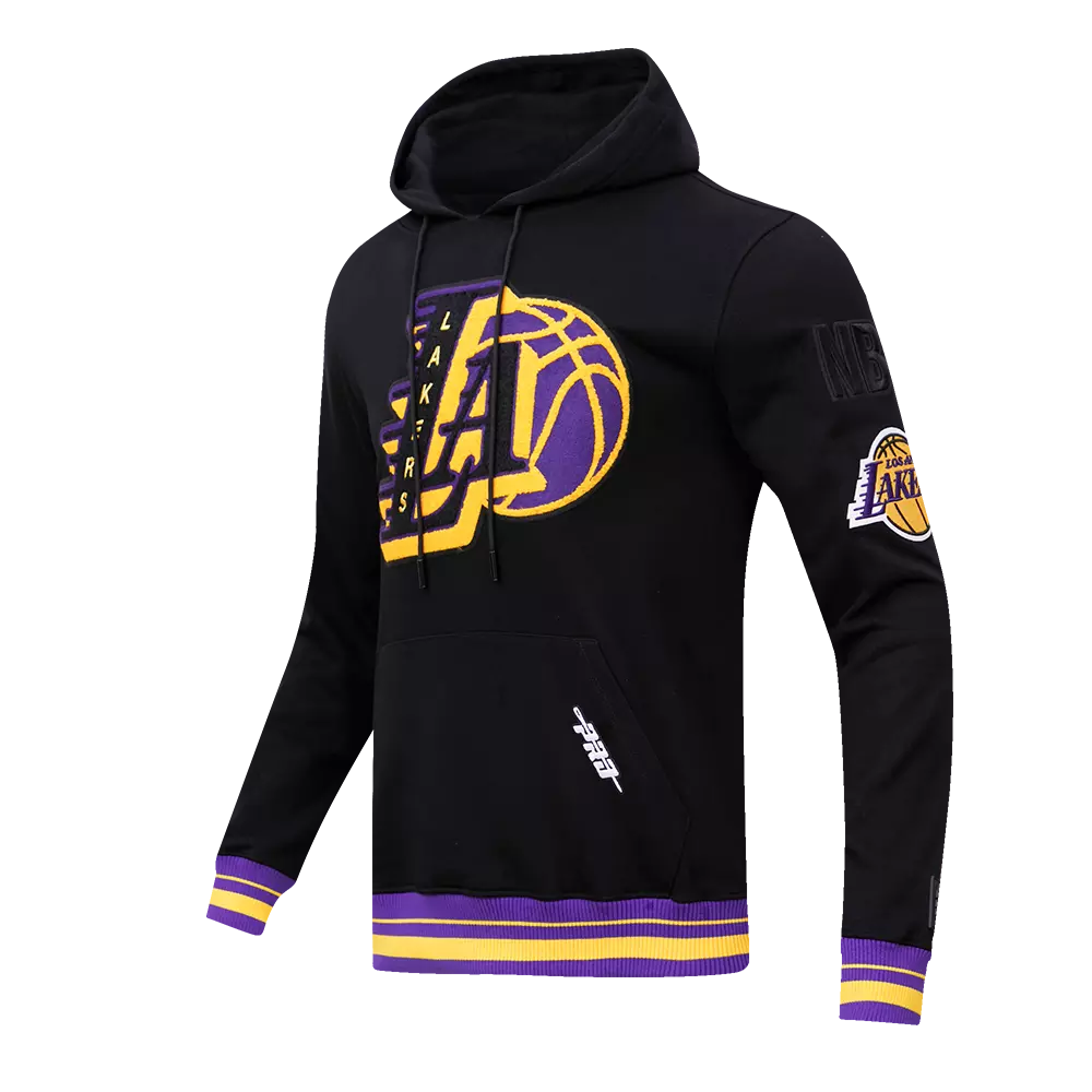 Pro Standard Men's NBA Los Angeles Lakers Mashup Rib Pullover Hoodie - Black/Purple - BLACK/PURPLE