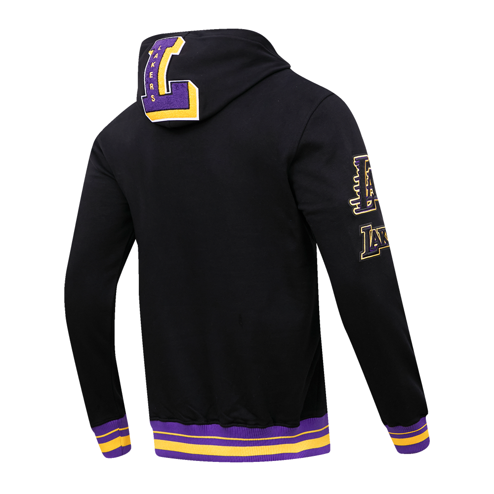 Pro Standard Men's NBA Los Angeles Lakers Mashup Rib PO Hoodie -Black/Purple - BLACK/PURPLE Thumbnail View 4