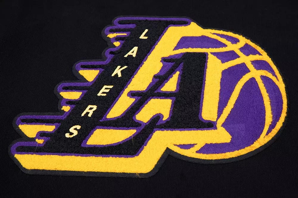 Pro Standard Men's NBA Los Angeles Lakers Mashup Rib PO Hoodie -Black/Purple - BLACK/PURPLE