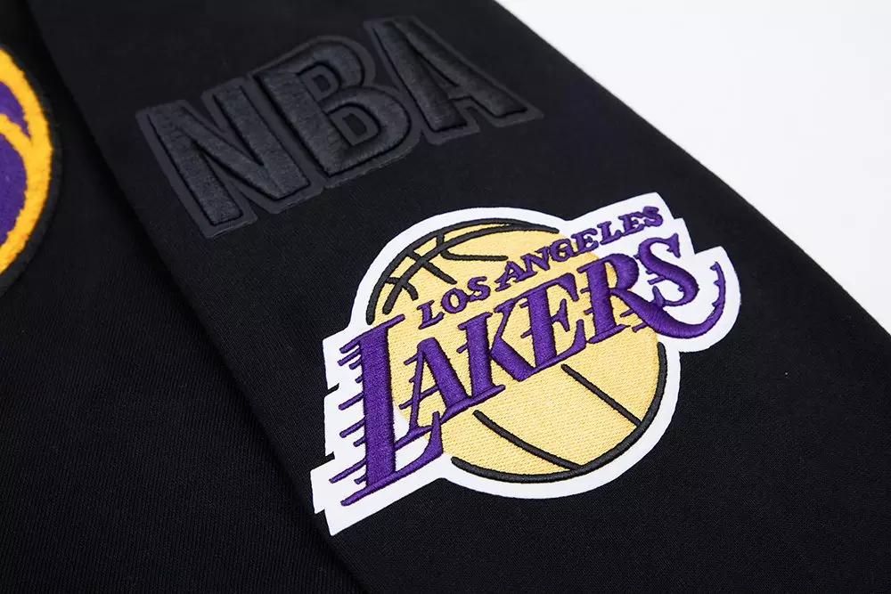 Pro Standard Men's NBA Los Angeles Lakers Mashup Rib PO Hoodie -Black/Purple - BLACK/PURPLE
