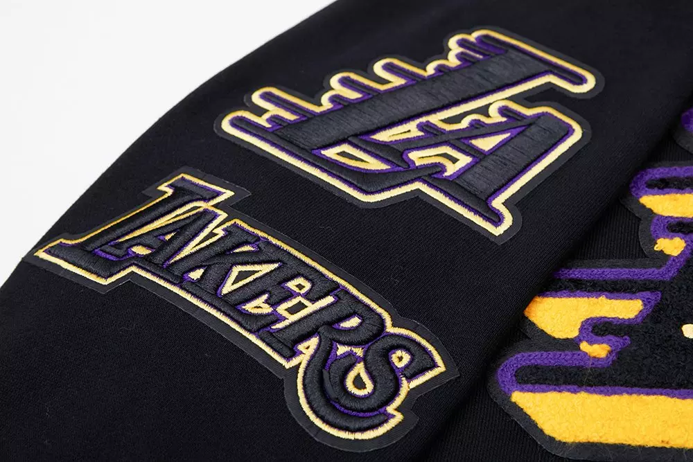 Pro Standard Men's NBA Los Angeles Lakers Mashup Rib Pullover Hoodie - Black/Purple - BLACK/PURPLE