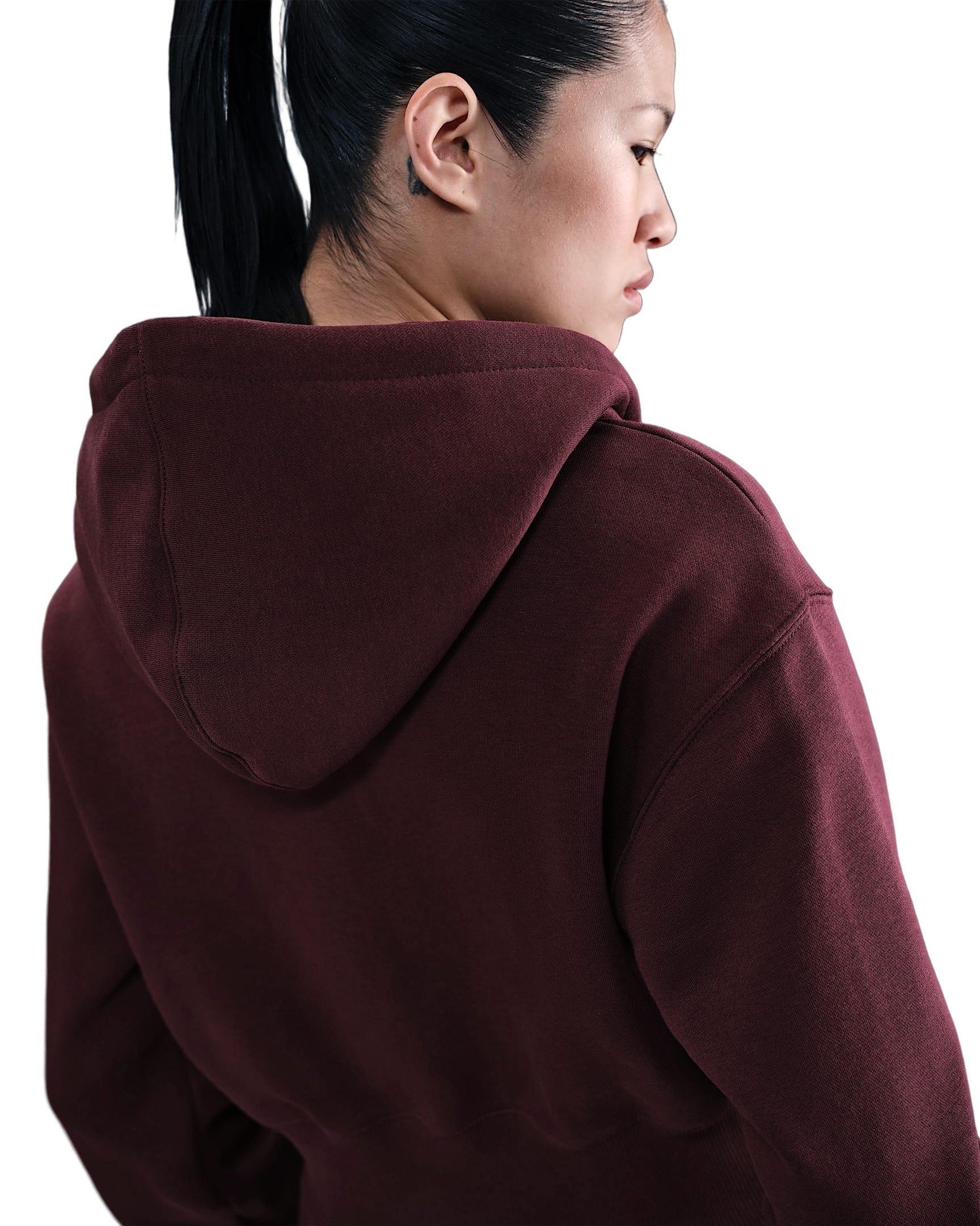 Nike Women's Sportswear Phoenix Fleece Loose Full-Zip Cropped Jacket - Burgundy - BURGUNDY Thumbnail View 2