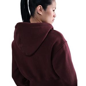 Nike Women's Sportswear Phoenix Fleece Loose Full-Zip Cropped Jacket -Burgundy