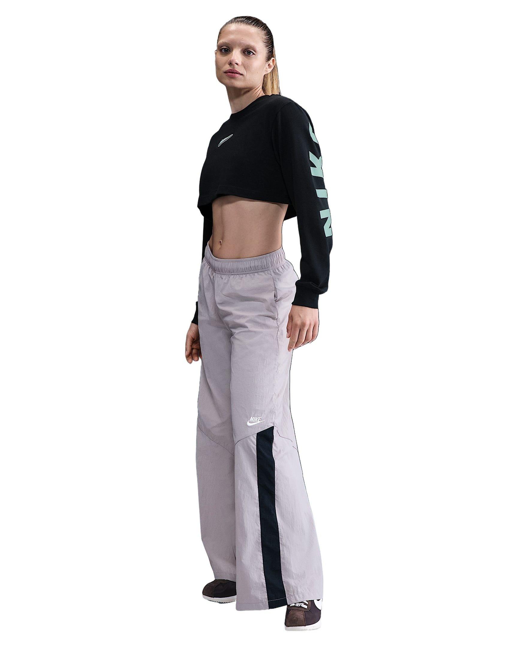 Nike Women's Sportswear Oversized Long-Sleeve B2S Cropped Tee - Black - BLACK Thumbnail View 5