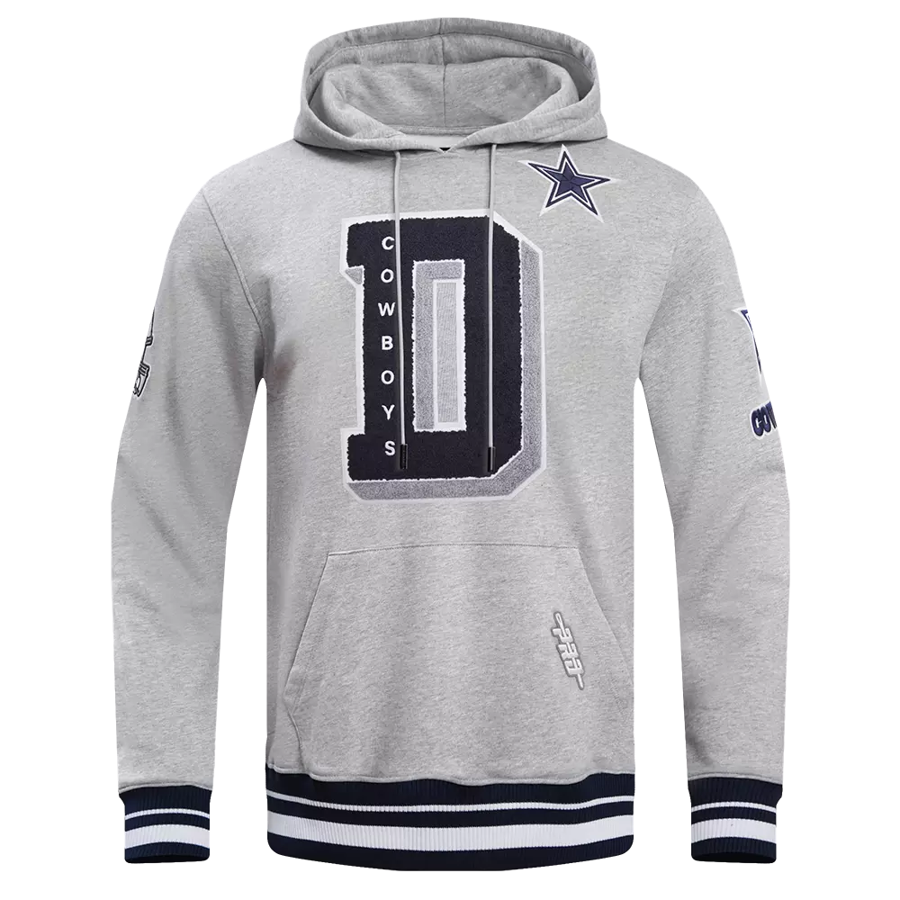 Pro Standard Men's NFL Dallas Cowboys Mashup Rib PO Hoodie  - Grey/Navy - GREY/NAVY