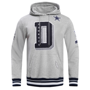 Pro Standard Men's NFL Dallas Cowboys Mashup Rib PO Hoodie -Grey/Navy