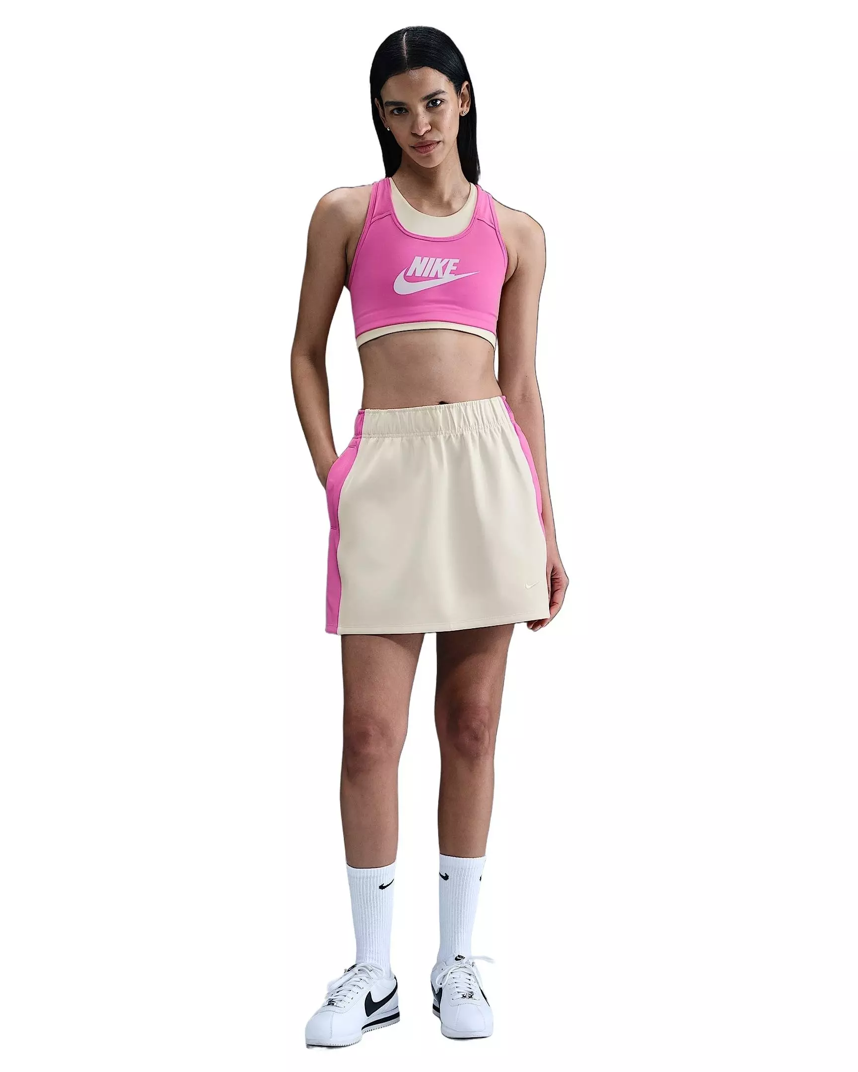 Nike Women's Sportswear Windrunner Poly Knit Skirt -Sail/Pink - SAIL/PINK