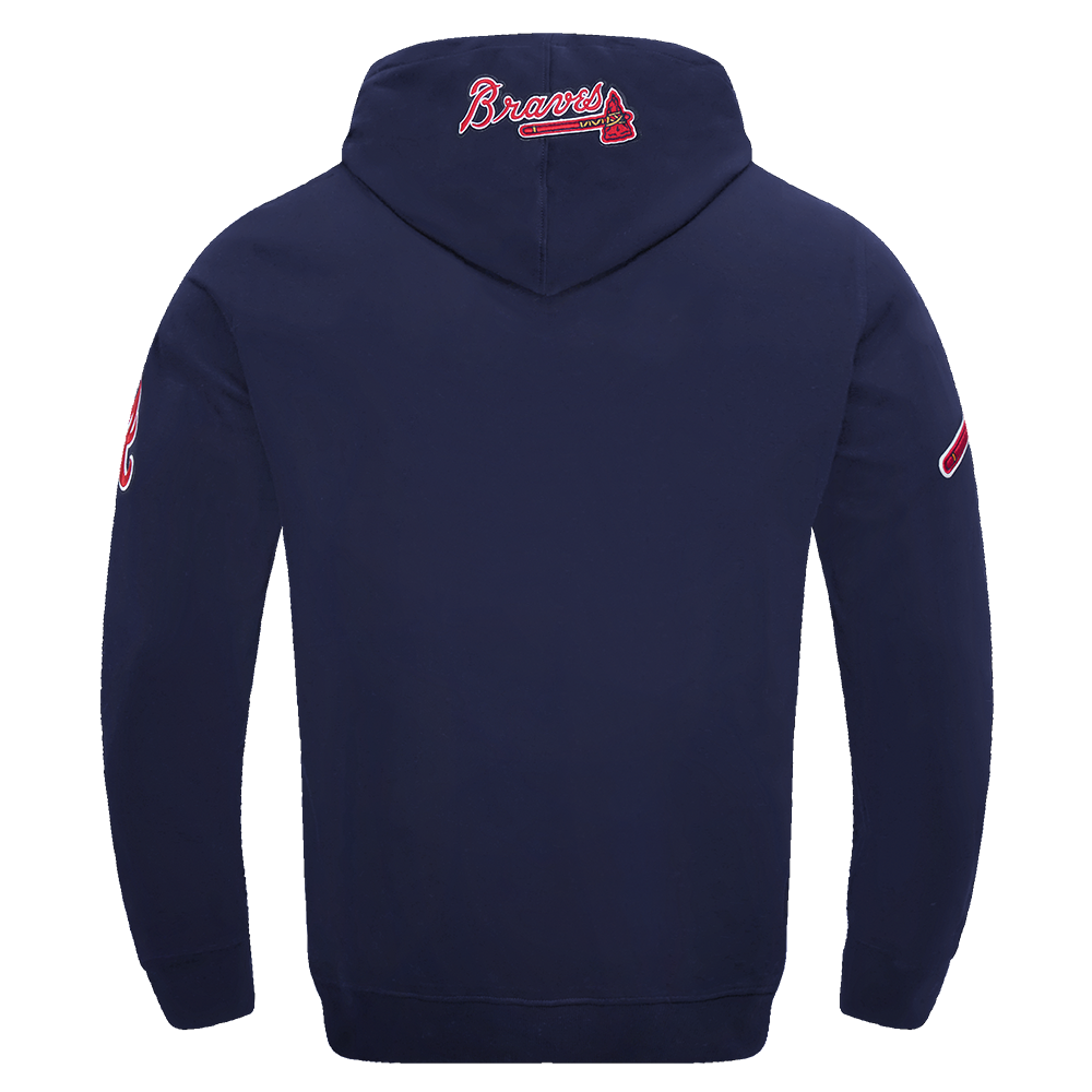 Pro Standard Men's MLB Atlanta Braves Old English PO Hoodie -Navy - NAVY Thumbnail View 2