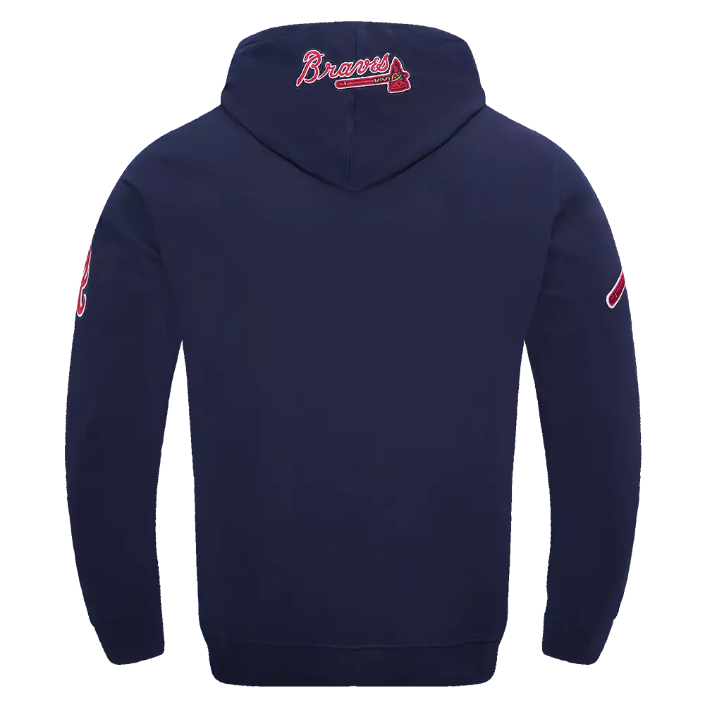 Pro Standard Men's MLB Atlanta Braves Old English PO Hoodie -Navy - NAVY