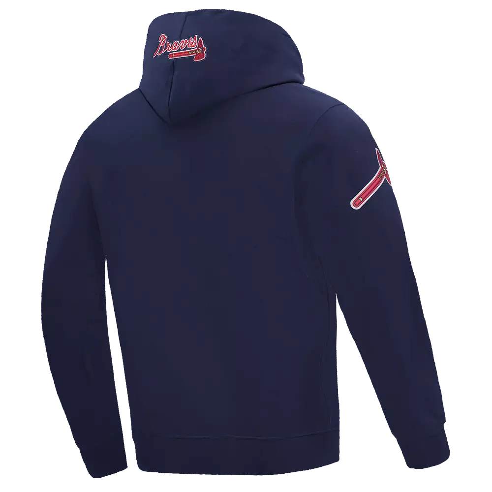 Pro Standard Men's MLB Atlanta Braves Old English PO Hoodie - Navy - NAVY