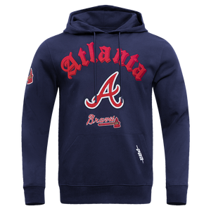 Pro Standard Men's MLB Atlanta Braves Old English PO Hoodie -Navy