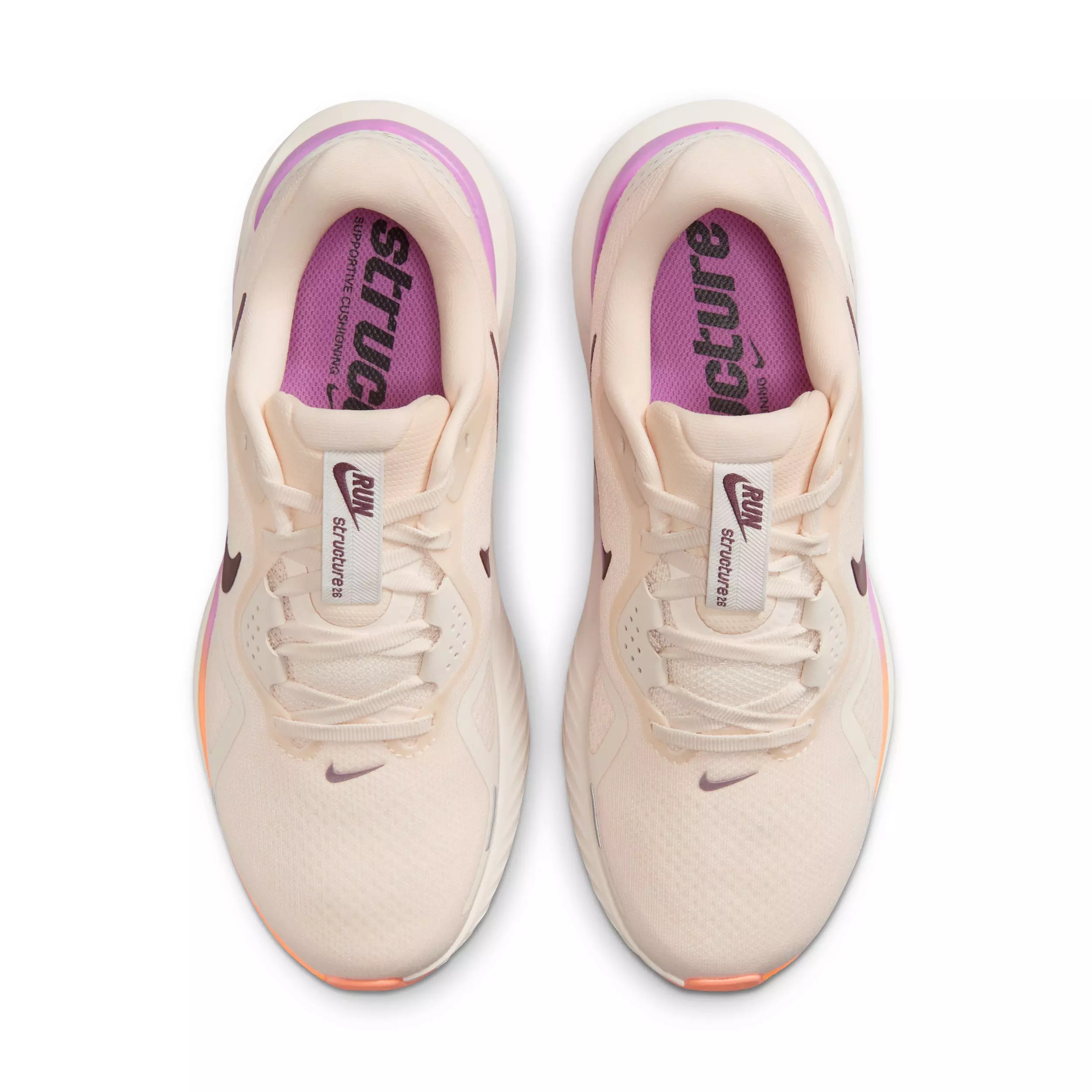 Nike Structure 26 "Chalk/Light Magenta/Orange Pulse/Tattoo" Women's Running Shoe - CHALK/LT MAGENTA/ORANGE/TATTOO