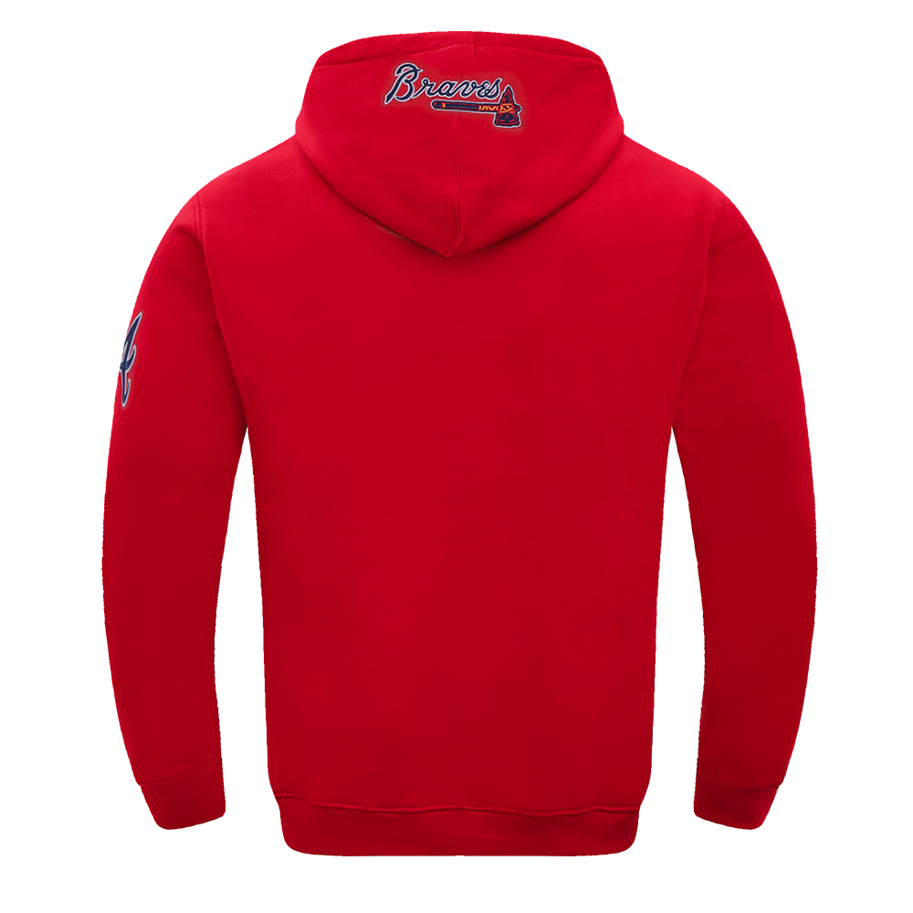 Pro Standard Men's MLB Atlanta Braves Old English PO Hoodie - Red - RED Thumbnail View 2