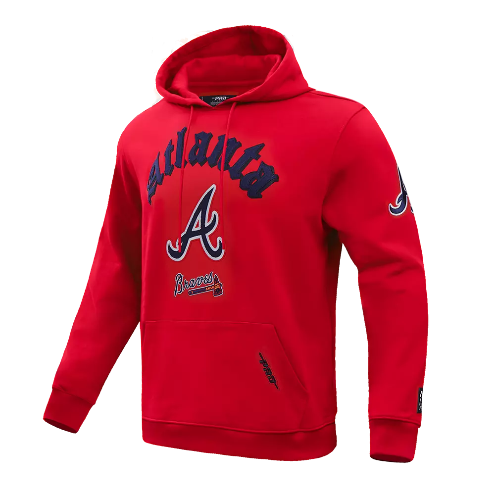 Pro Standard Men's MLB Atlanta Braves Old English PO Hoodie - Red - RED