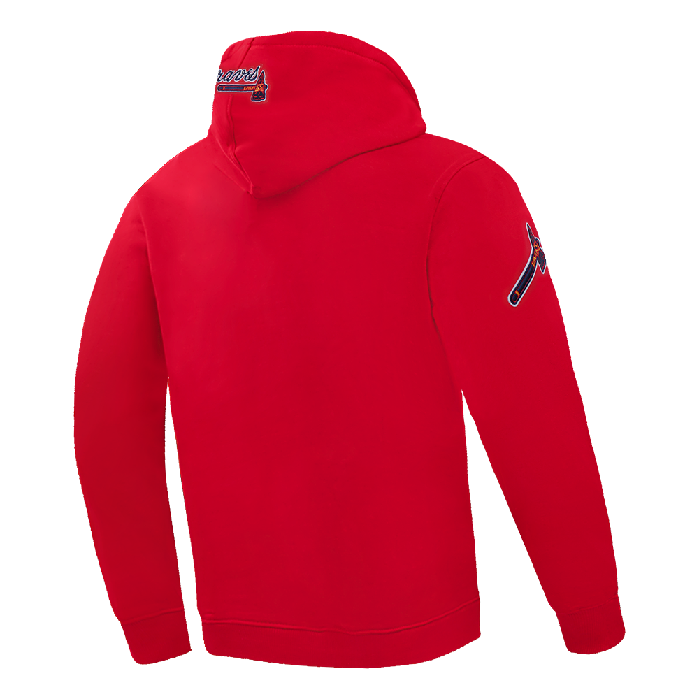 Pro Standard Men's MLB Atlanta Braves Old English PO Hoodie - Red - RED Thumbnail View 4