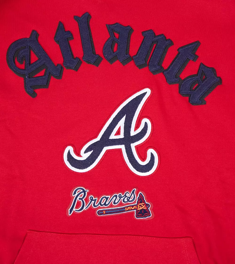Pro Standard Men's MLB Atlanta Braves Old English PO Hoodie - Red - RED