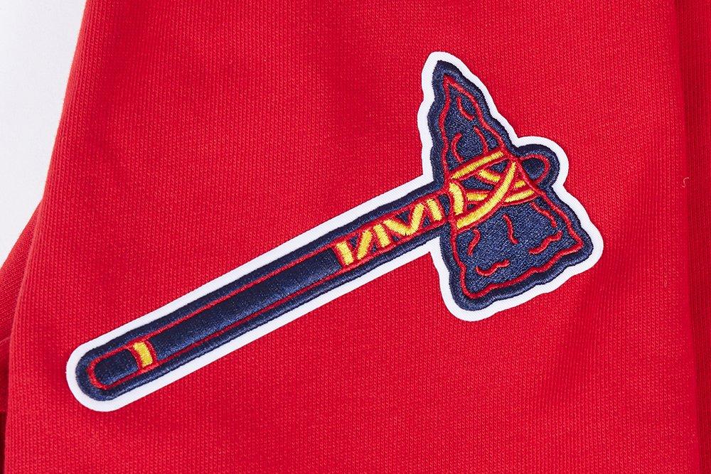 Pro Standard Men's MLB Atlanta Braves Old English PO Hoodie - Red - RED Thumbnail View 7