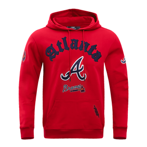 Pro Standard Men's MLB Atlanta Braves Old English PO Hoodie -Red