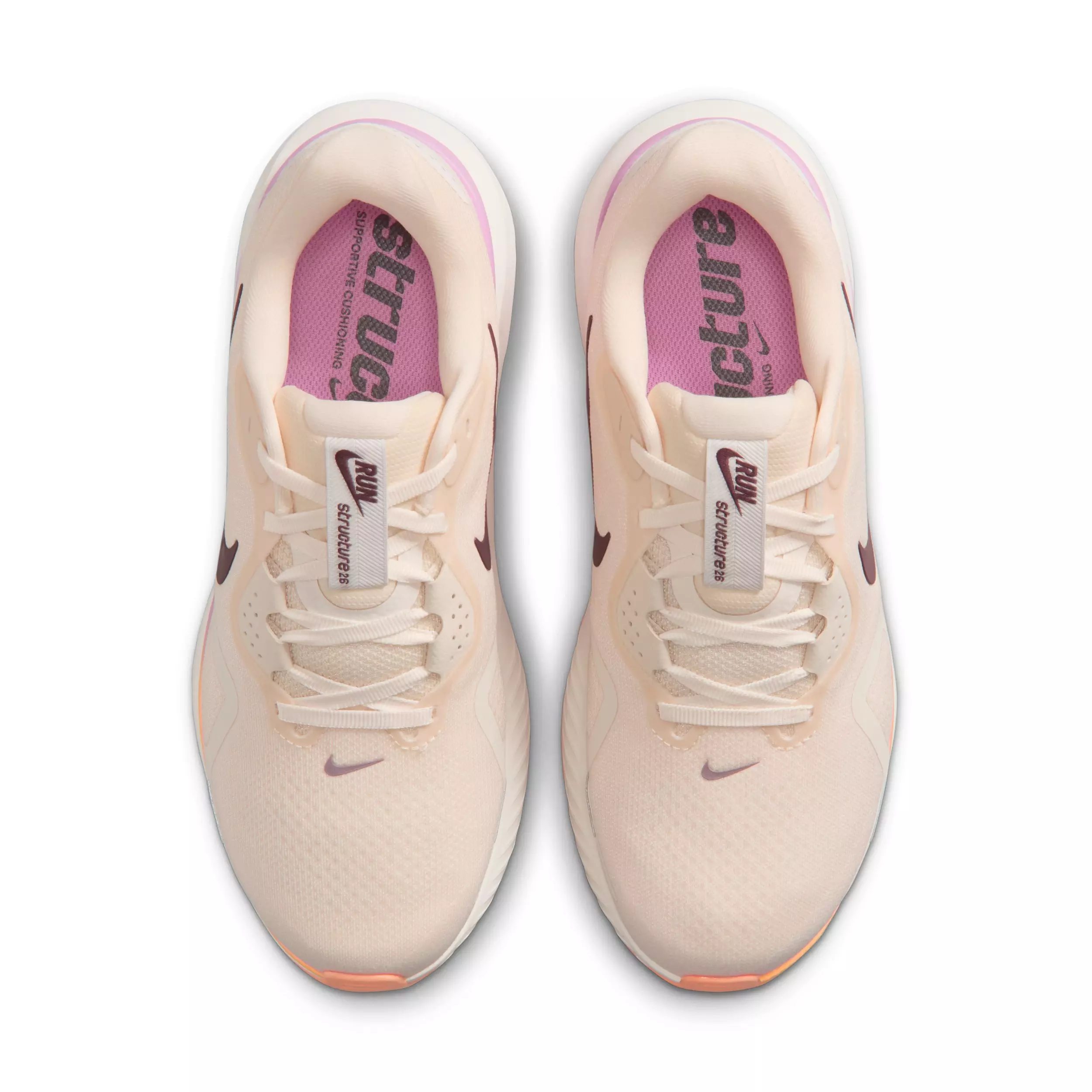 Nike Structure 26 "Chalk/Light Magenta/Orange Pulse/Tattoo" Women's Wide Running Shoe - CHALK/LT MAGENTA/ORANGE/TATTOO