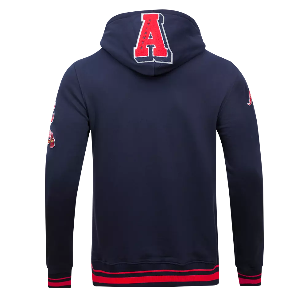Pro Standard Men's MLB Atlanta Braves Mashup Rib PO Hoodie -Navy/Red - NAVY/RED
