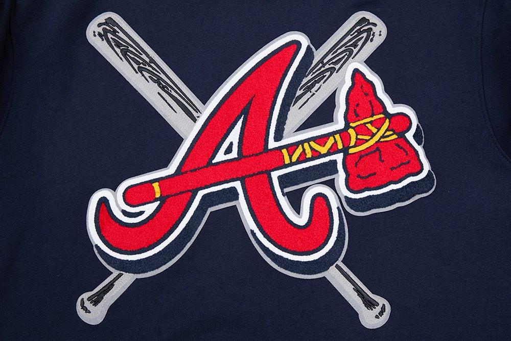 Pro Standard Men's MLB Atlanta Braves Mashup Rib PO Hoodie - Navy/Red - NAVY/RED Thumbnail View 6